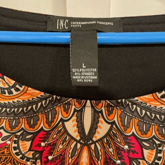 INC petites fall/winter style dress in pretty brown/orange shades size PL - Picture 2 of 5